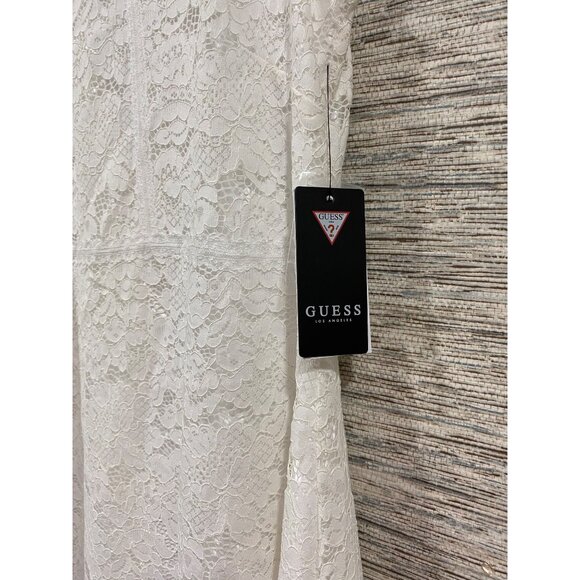 Guess Womens White Sleeveless Lace Dress With Back Button Detail - Size S - Picture 3 of 7